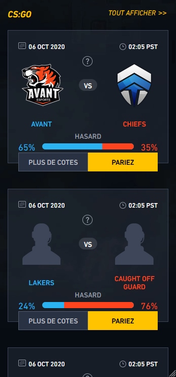 Aperçu de l'offre eSport